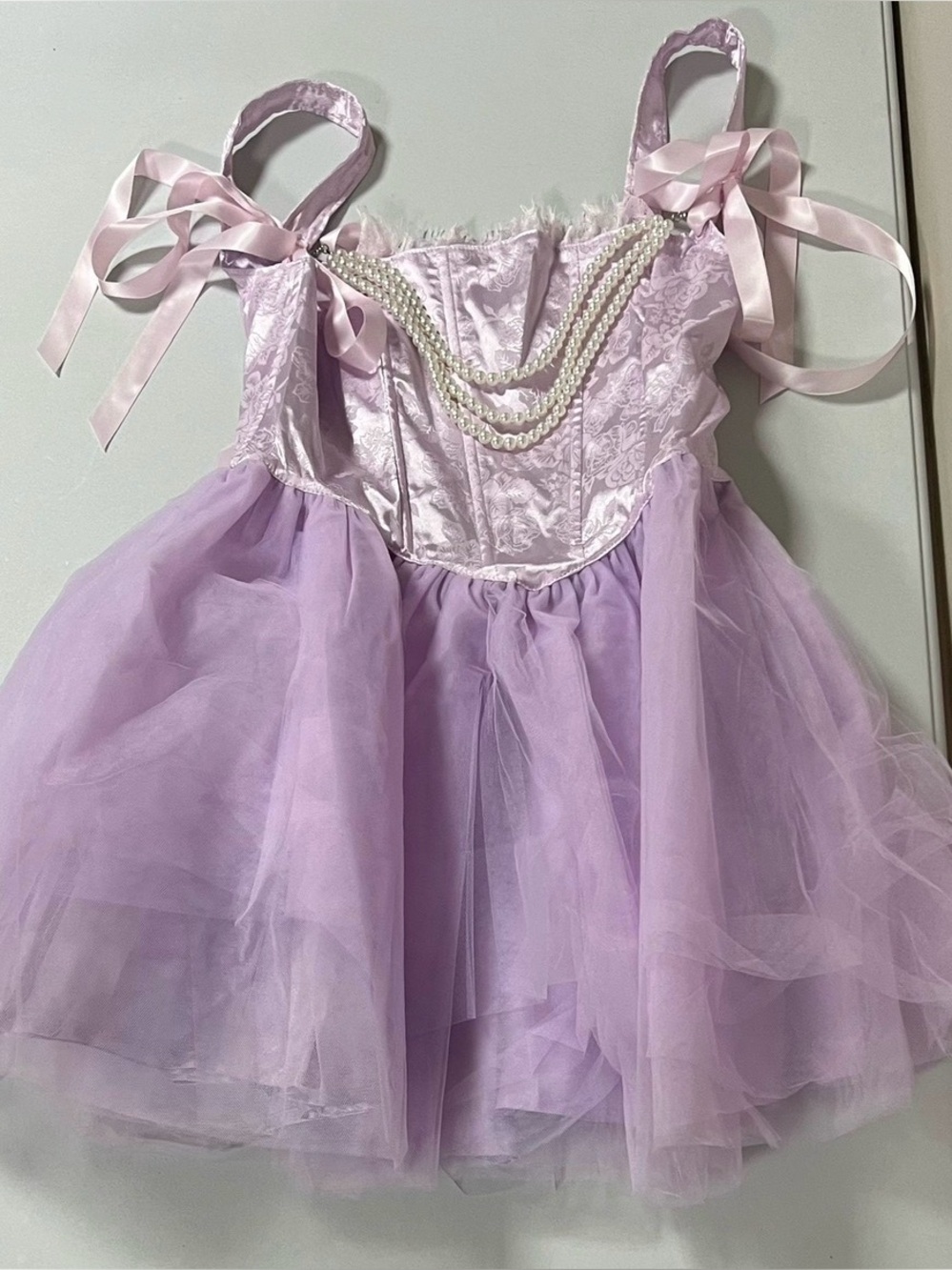 Dolls Kill Sugar Thrillz Lavender Victorian Floral Pearls Corset Dress Size S💜🤍✨